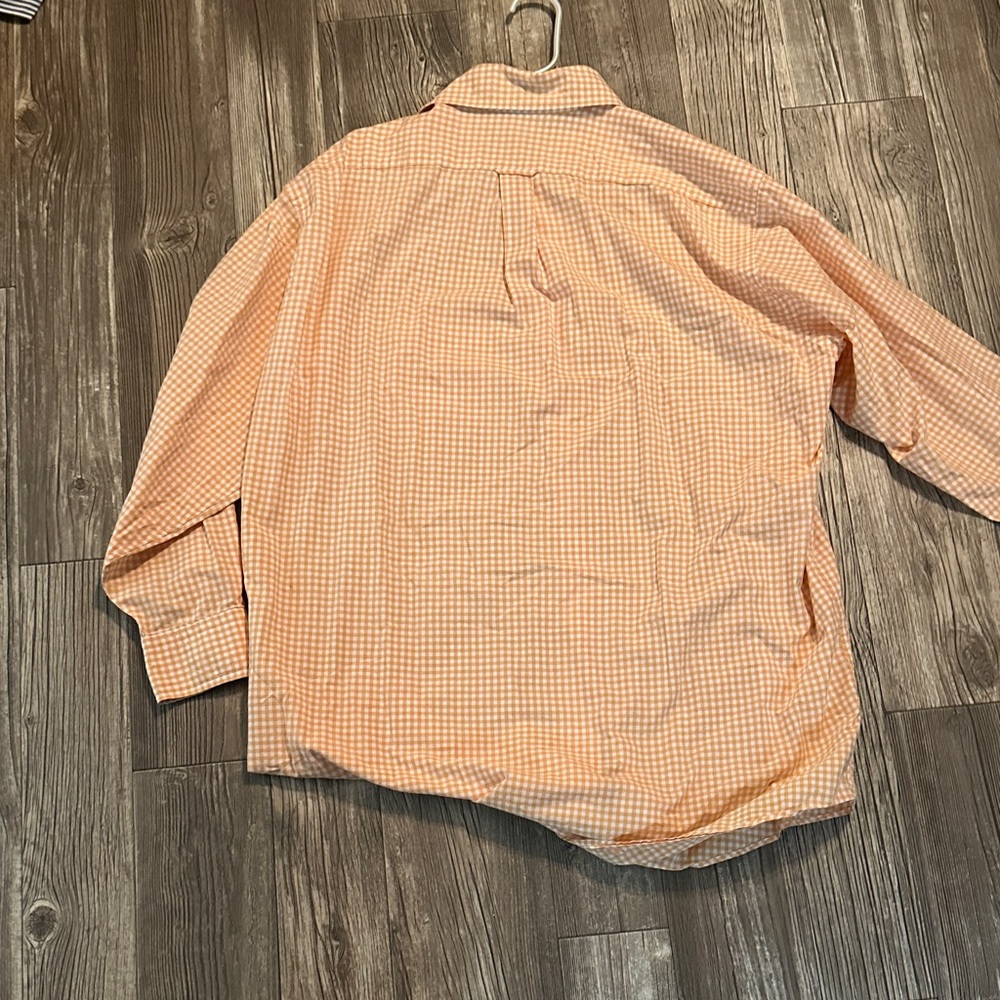 Faconnable Orange Gingham Button Down Shirt - image 5
